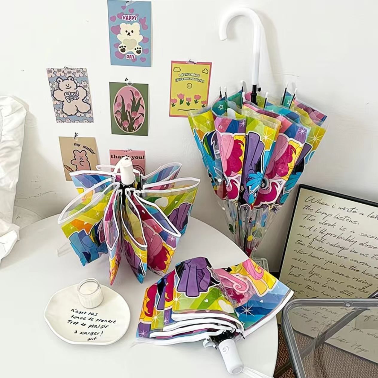 ML pony umbrella transparent folding automatic umbrella girl high value