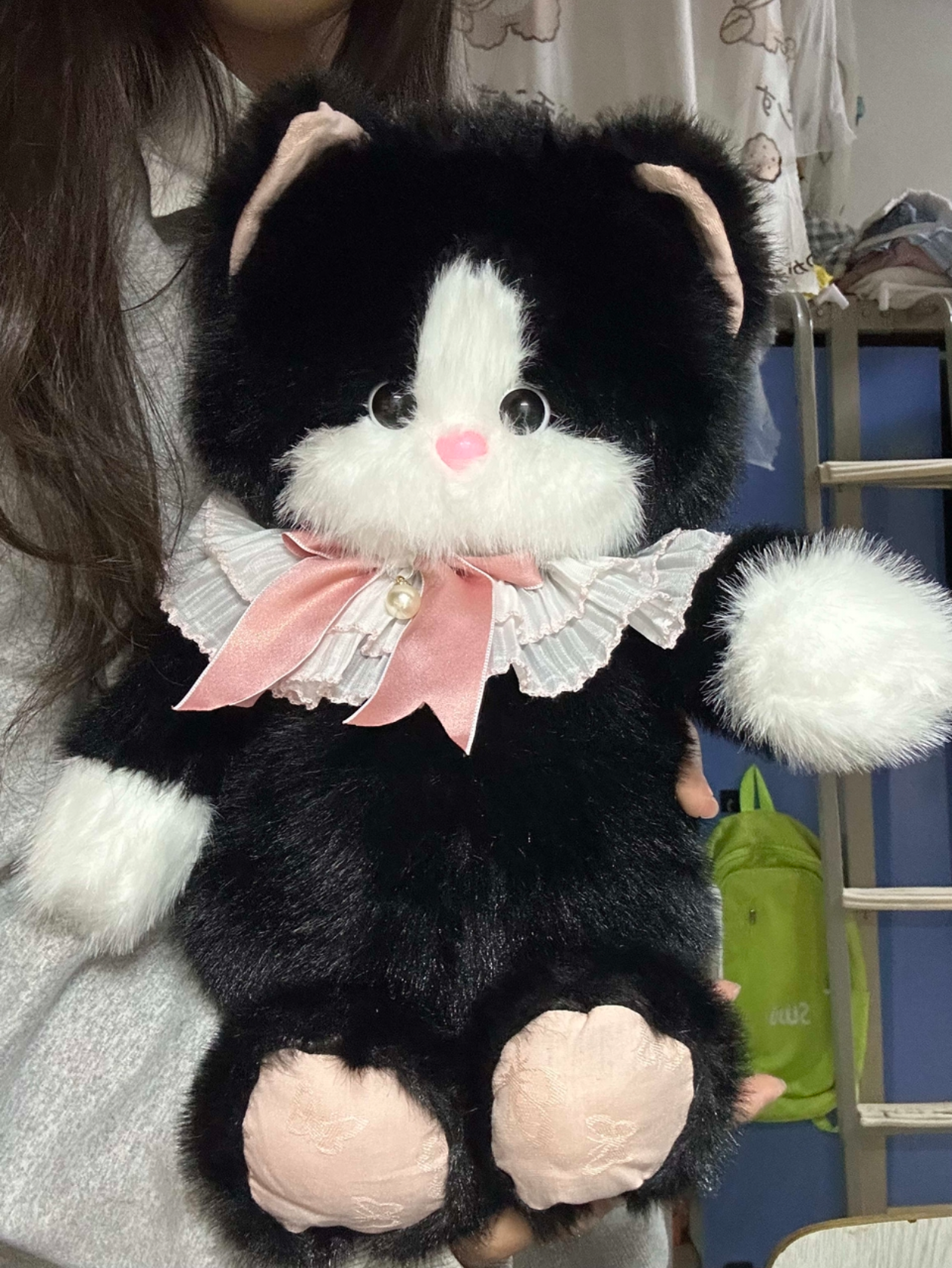 Running cat plush toy doll bag backpack change key small doll backpack